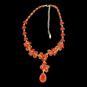 Vintage VCLM red crystal necklace Valentines Day!